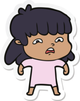 sticker of a cartoon worried woman png