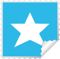 square peeling sticker cartoon of a gold star png