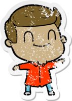 distressed sticker of a cartoon friendly man png