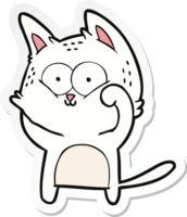 sticker of a cartoon cat being cute png