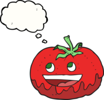 hand drawn thought bubble cartoon tomato png