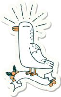 sticker of a tattoo style seagull bird png