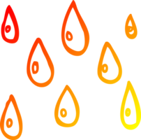 warm gradient line drawing of a cartoon raindrops png