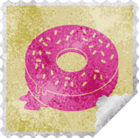 illustration of a tasty iced donut square peeling sticker png