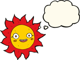 cartoon happy sun with thought bubble png