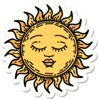 sticker of tattoo in traditional style of a sun png