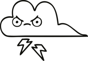 line drawing cartoon of a thunder cloud png