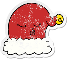 adesivo angustiado de um chapéu de papai noel de natal de desenho animado png