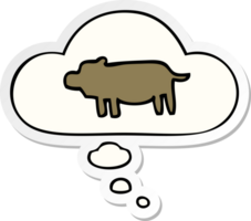 cartoon animal symbol with thought bubble as a printed sticker png