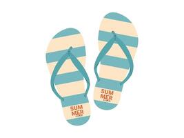 Comfortable beach pairs of shoes. Summer bright flip flops illustration vector