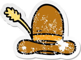 hand drawn distressed sticker cartoon doodle of a farmers hat png