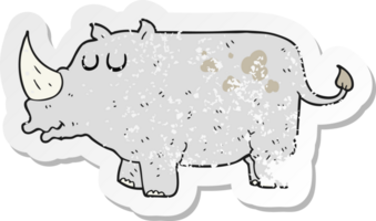 retro distressed sticker of a cartoon rhino png