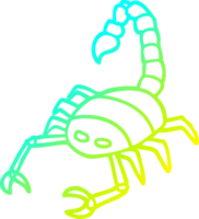 cold gradient line drawing of a cartoon scorpion png