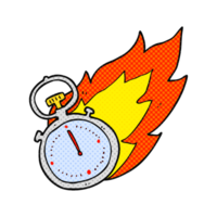 hand drawn cartoon flaming stop watch png