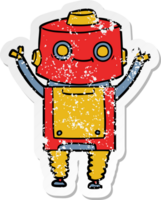 distressed sticker of a cartoon robot png