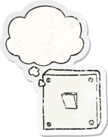 cartoon light switch with thought bubble as a distressed worn sticker png