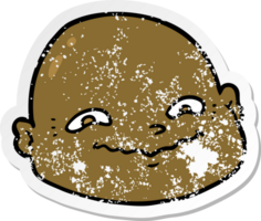 distressed sticker of a cartoon bald man png