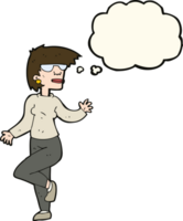 cartoon woman waving with thought bubble png