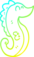 cold gradient line drawing of a cartoon sea horse png