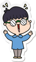 sticker of a cartoon boy wearing spectacles png