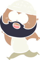 flat color style cartoon bearded man running png