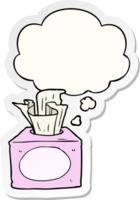 cartoon tissues with thought bubble as a printed sticker png
