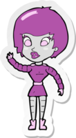 sticker of a cartoon robot woman waving png