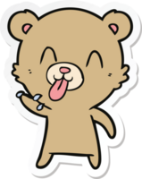 sticker of a rude cartoon bear png