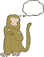 macaco de desenho animado com balão de pensamento png