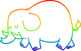 rainbow gradient line drawing of a cartoon elephant png