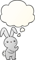 cute cartoon rabbit with thought bubble in smooth gradient style png