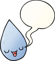 cartoon raindrop with speech bubble in smooth gradient style png