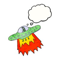 Hand gezeichnet habe gedacht Blase texturiert Karikatur UFO png