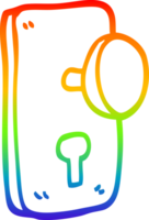 rainbow gradient line drawing of a cartoon door handle png