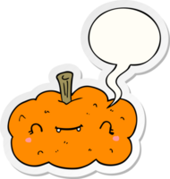 cartoon pumpkin with speech bubble sticker png