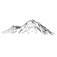montaña aislado en blanco antecedentes. mano dibujado ilustración. vector