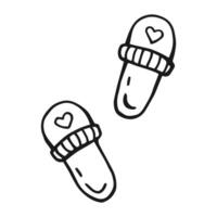 Home slippers. Hand drawn illustration. vector