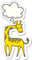 cartoon giraffe with thought bubble as a printed sticker png