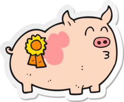 pegatina de un cerdo ganador de un premio de dibujos animados png