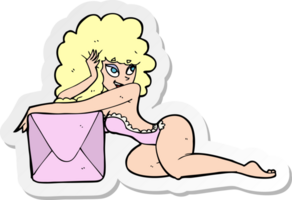 pegatina de una caricatura pin up mujer con caja png