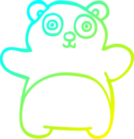 cold gradient line drawing of a cartoon happy panda png