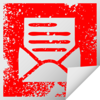 angustiado quadrado descamação adesivo símbolo do uma carta e envelope png