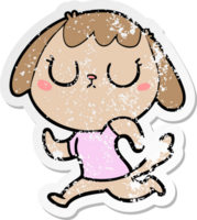 distressed sticker of a cute cartoon dog png