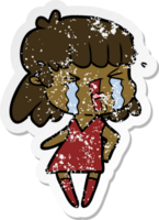 distressed sticker of a cartoon woman png