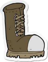 sticker of a cartoon old work boot png