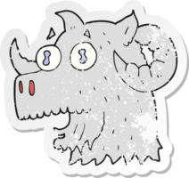 retro distressed sticker of a cartoon ram head png