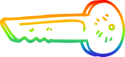 rainbow gradient line drawing of a cartoon gold key png