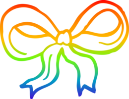 rainbow gradient line drawing of a cartoon decorative bow png