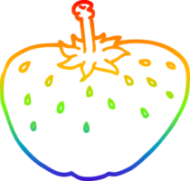 rainbow gradient line drawing of a cartoon strawberry png