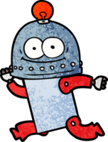 happy carton robot with light bulb png